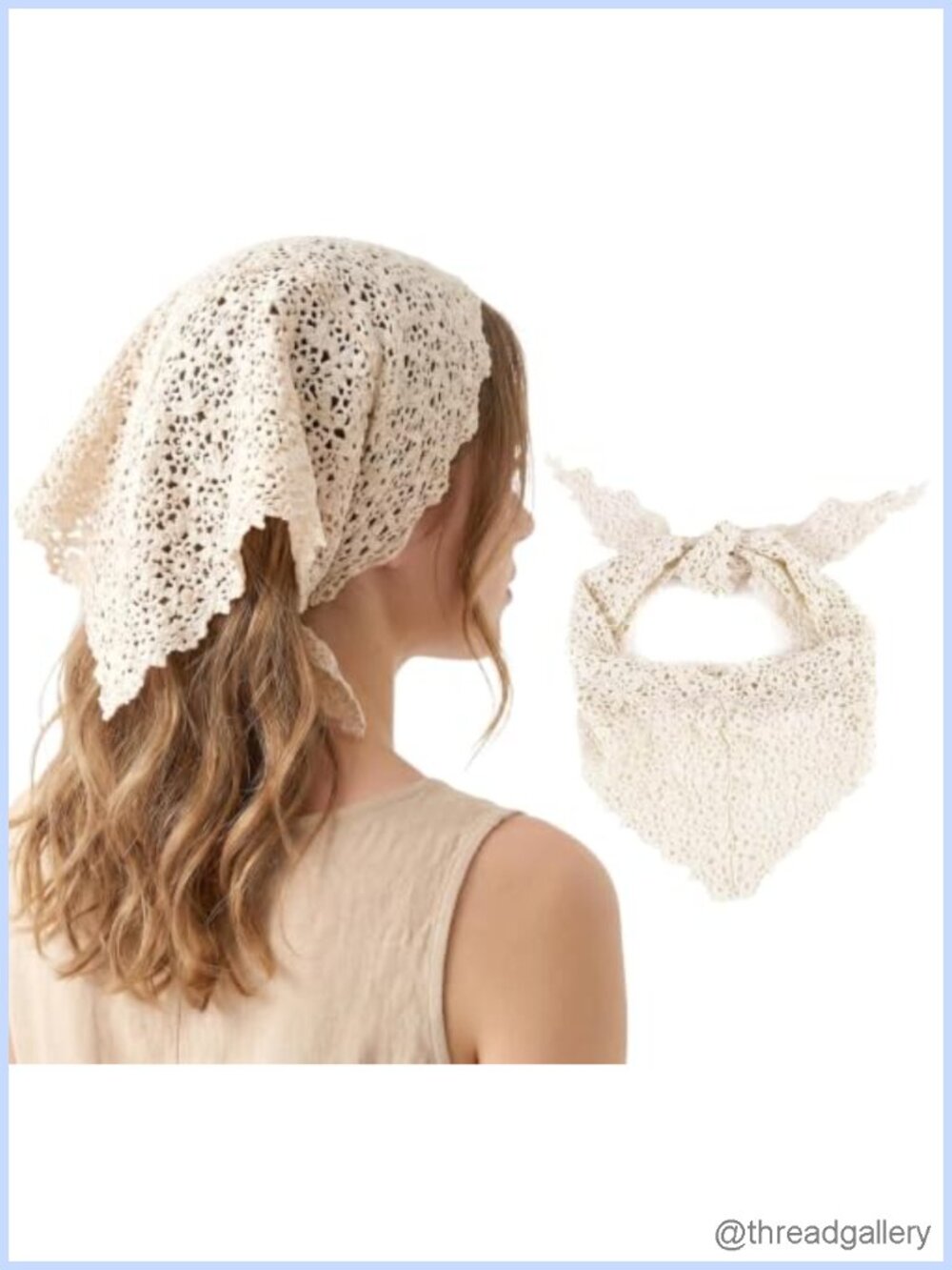 Lace Crochet Scarf Triangle Bandana Boho Head Neck Wrap for Women
